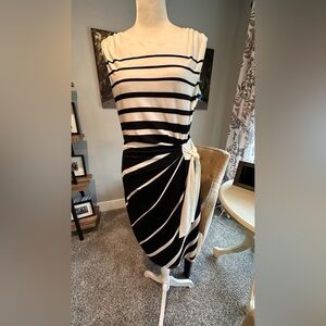 EUC Chaya Striped Black and Ivory Dress, Size 10